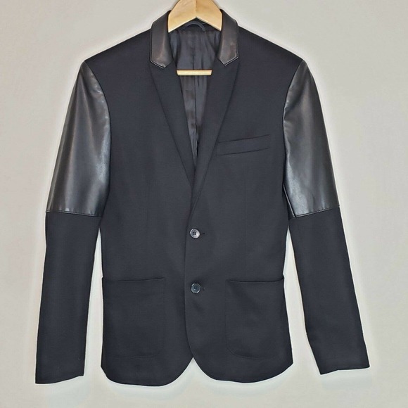 Zara Other - Zara Man Blazer Faux Leather Sleeves Black S